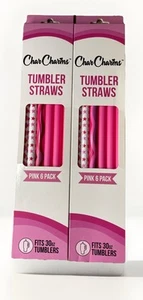 💧New 2 Pack CharCharms Variety Color Straws For 30 oz Tumbler 12 Pink Variety - Picture 1 of 1