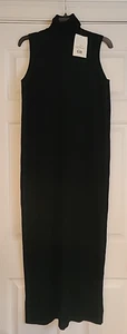Eileen Fisher Black Wool Sleeveless Maxi Sweater Dress Size Med NWT Turtle Neck - Picture 1 of 5