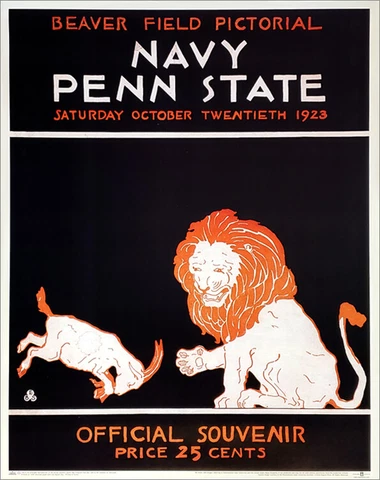PENN STATE NITTANY LIONS vs Navy Football 1923 Vintage NCAA 22x28 POSTER Print Cover