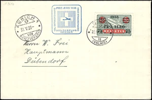 SWITZERLAND COVER - 1938 - Sonderflug Pro Aero flight from Zurich to Dubendorf - Picture 1 of 1