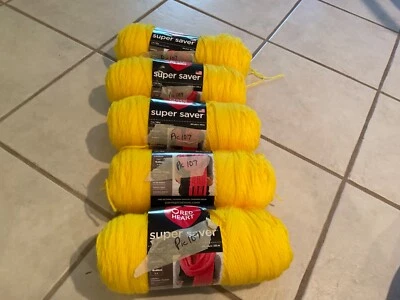 Red Heart Yarn-Bright Yellow- 5 NEW SKEINS - Image 1 of 2