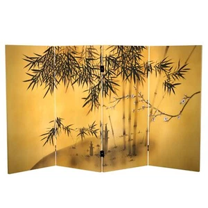 Oriental Furniture 3 ft. Tall Double Sided Bamboo Tree Canvas Room Divider - Picture 1 of 5