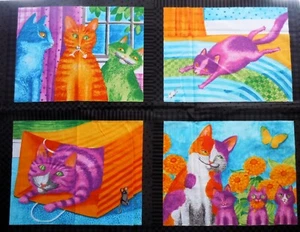 Moda Fabrics Cotton Panel "Prisma Cats" Pattern No. 23110 Quilting Wall Hanging - Picture 1 of 2