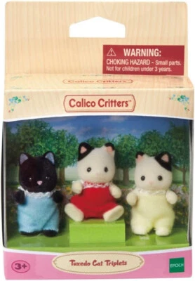 Sylvanian Families Tuxedo Cat Triplets Baby Figure Set New SEALED Box Calico - Image 1 of 2