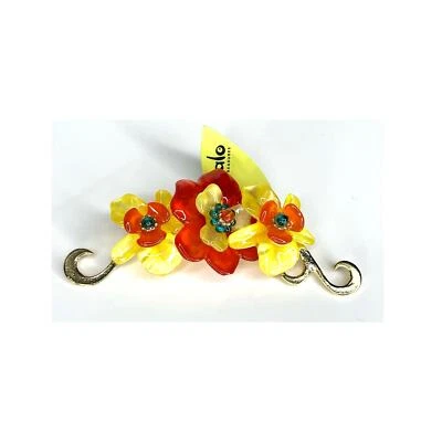 Broche de flores Lalo Prendedor/Colgante Oro Naranja Amarillo Resina Arte Firmado Joyería Foto 1 de 4