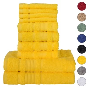 NUEVO JUEGO DE TOALLAS 8 PIEZAS DE ALGODÓN TURCO PURO COLOR AMARILLO ULTRA SUPER SUAVE LUJO - Imagen 1 de 8