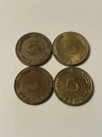 Lot Of (4) German 5 Pfennig Coins Cover