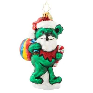 Christopher Radko GRATEFUL DEAD grüner Bär Weihnachtsfreund Herr Claus Ornament - Bild 1 von 5