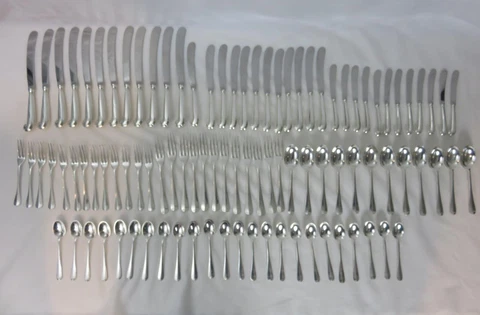 97pc Set Stieff Queen Anne Sterling Silver Flatware Williamsburg Restoration Cover