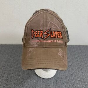 Deer Slayer Trucker Hat Mens OSFA Brown Camo Mesh Back Strapback Buck Wear
