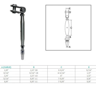 Barco marino acero inoxidable T316 palanca y tensor sin botes para cable cable cable Foto 1 de 4