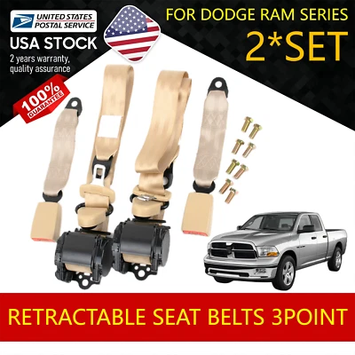 Cinturones de seguridad retráctiles de 3 puntos para camioneta Dodge Ram 1500 y 2500 serie 1998-2010 Foto 1 de 4