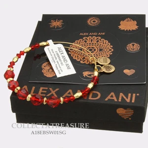 Auténtico Brazalete Alex and Ani Poppy Cuentas Swarovski Cristal Oro Brillante - Imagen 1 de 1
