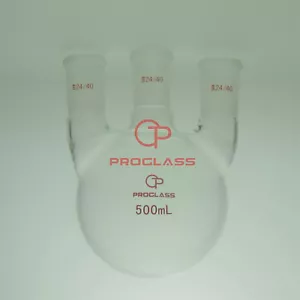 Lab Straight 3 Necks Round Bottom Flask 500mL,All 24/40 Joints - Picture 1 of 1