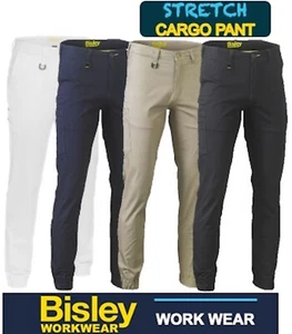 BISLEY WORKWEAR - MENS STRETCH COTTON DRILL CUFFED HEM WORK PANTS - BPC6028 - Picture 1 of 13