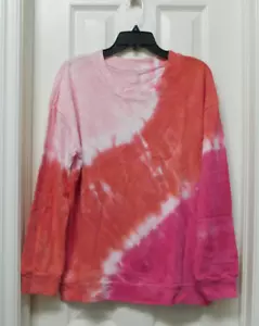 SILVERWEAR Women's Tie Dye Sweatshirt and Short Set Pink Small NEW - Picture 1 of 6