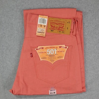 Jeans Levi's 501 Denim Original Encogibles a Ajuste Botón Mosca Coral 33x30 Foto 1 de 4