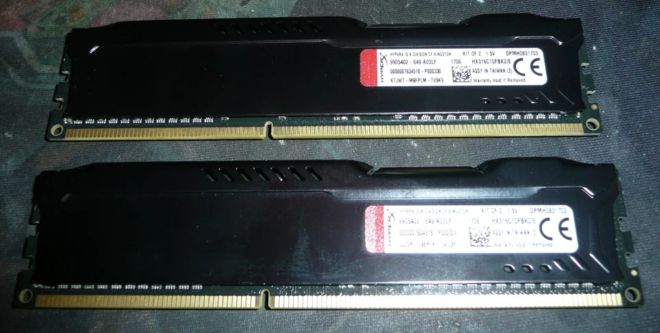 HyperX 8GB (2 x 4GB) PC3-12800U 1600Mhz DDR3 Desktop RAM Memory HX316C10FBK2/8 - Image 1 of 1
