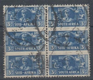 SOUTH AFRICA 1942 3d. SMALL WAR EFFORT BLOCK (x6) USED (ID:877/D60564) - Picture 1 of 1