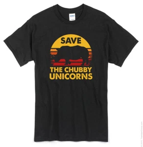 Save the Chubby Unicorns T-Shirt black new funny unicorn - Picture 1 of 2