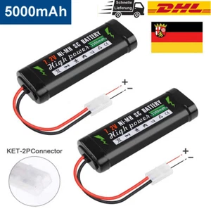 2 x 7,2V NI-MH 5000mAh Akkus Tamiya-2P Stecker für RC Auto Truck Drohne Batterie - Bild 1 von 8