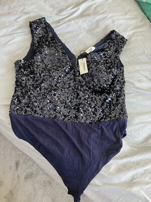 Coast Sequin Body, V Neck, Blue, Size 18, Christmas New - Image 1 of 3