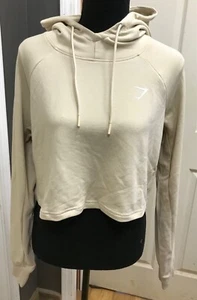 Gymshark Women's Training Cropped Long Sleeve Hoodie Beige/Tan Sz M NEW - Picture 1 of 8