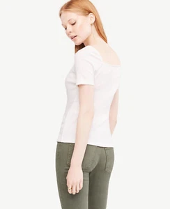 Ann Taylor - Woman's XL Winter White Cream Ribbed Square Neck Top $50.00 (T30) - Picture 1 of 3