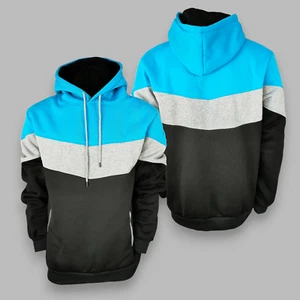 Felpa con cappuccio uomo extra large XL 2XL pullover felpa con cappuccio pile top patchwork - Foto 1 di 9