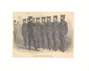Farbstich 19. Jahrhundert "Bohren eines Polizistrupps" - Bild 1 von 1