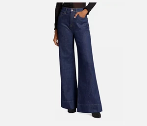 Triarchy Womens Ms. Onassis High-Rise Wide-Leg Jeans Dark Indigo Sz 24 New - Picture 1 of 7