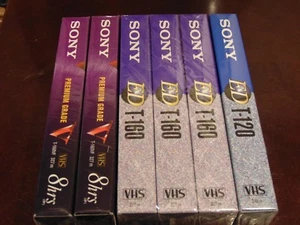 LOT of 6 Brand NEW Sony T-120EDC T-160EDC  - T-160VF Blank VHS Tapes - Picture 1 of 6