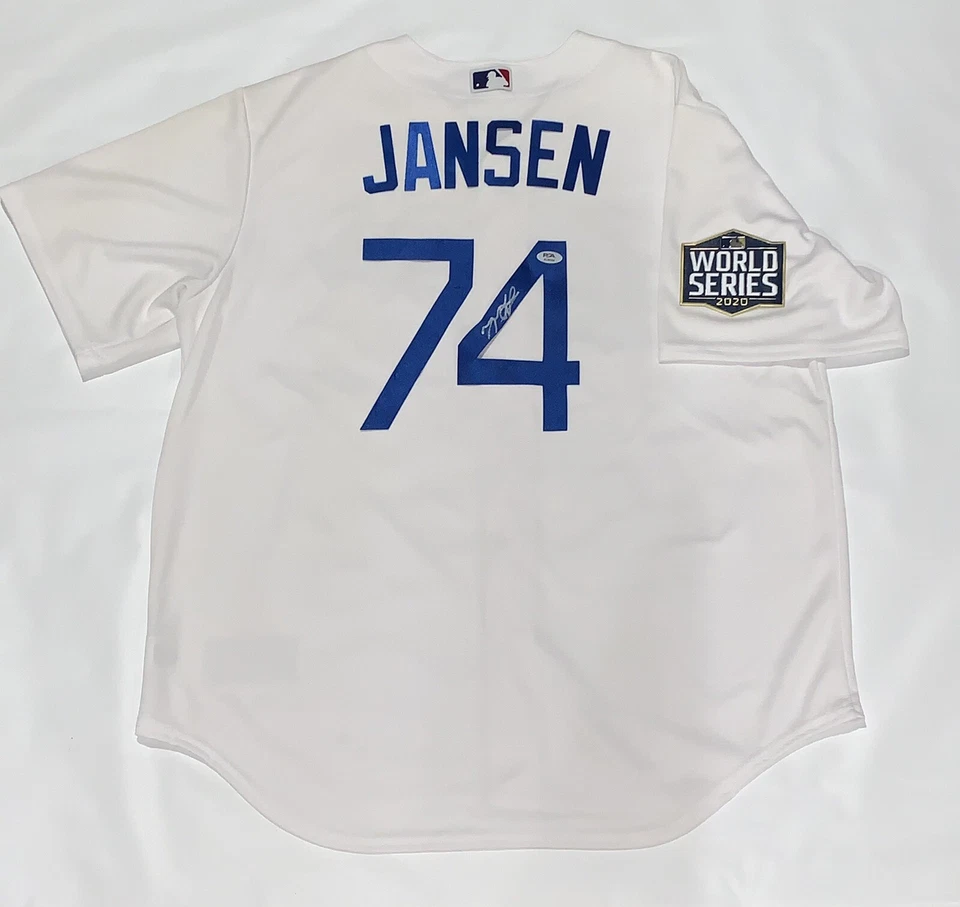CAMISETA FIRMADA POR KENLEY JANSEN #74 DE LOS ANGELES DODGERS SERIE MUNDIAL 2020 CERTIFICADO DE AUTENTICIDAD PSA Foto 1 de 3