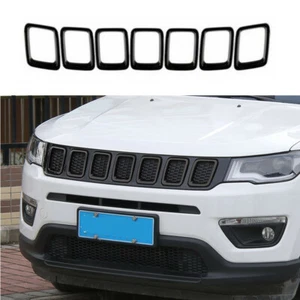 7PCS Black Front Grille Grill Insert Cover Trim for Jeep Compass 2017 2018 2019 - Picture 1 of 6