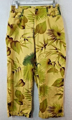 Blassport Womens 8 Yellow Floral Capri Pants  - Image 1 of 4