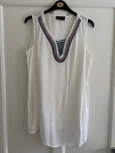 New White Tunic Top With Embroidery Size 10 - Picture 1 of 3