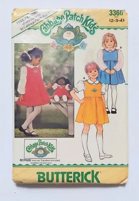 Butterick Pattern 3360 Cabbage Patch Kids Blouse Jumper Transfers 2 4 Uncut 1985 - Image 1 of 4