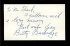 Betty Burbridge D.1987 Writer The Cisco Kid Signed 3" X 5" Index Card