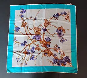 Sciarpa vintage stile italiano MCM foulard sciarpa Giappone LEGGI ANNI 50 blu floreale - Foto 1 di 11