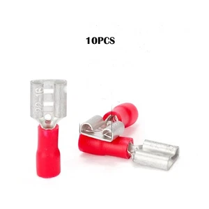 10 Stück Rot Buchse Spatenverbinder 22-16 AWG 6,3 mm PVC Schnelltrennung - Bild 1 von 5