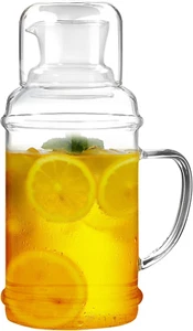 37OZ Glass Pitcher with Lid and Spout, Water Jug, 1000Ml Carafe for Hot/Cold Wat - Picture 1 of 7
