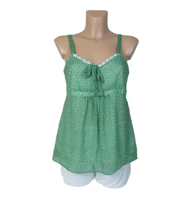 MOTHERHOOD MATERNITY Size S Green & WhiteTop Shelf Bra Back Tie Jewel Neck - Image 1 of 4