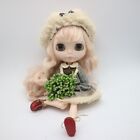 12"Blythe doll Nude joint body white skin pink long curly hair shiny face lips