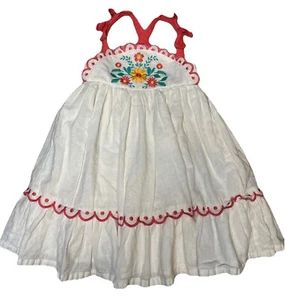 Vestido bordado de lino floral talla 4T de alta hippie para niñas pequeñas - Imagen 1 de 6