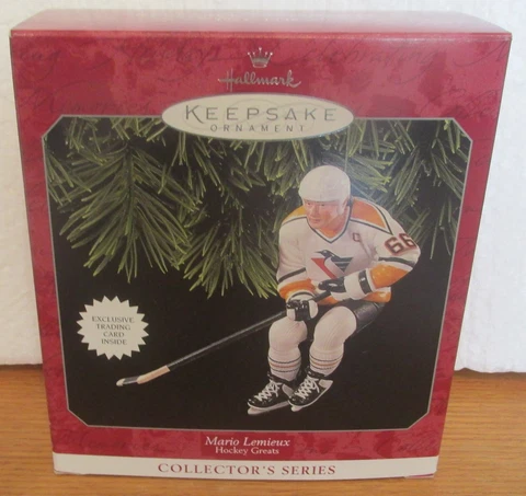 MARIO LEMIEUX WHITE JERSEY Hallmark Handcrafted Action Figure Ornament Cover
