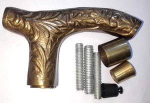 Nautical Vintage Carved Embossed Brass Derby Only Handle For Walking Cane Stick - Picture 1 of 4