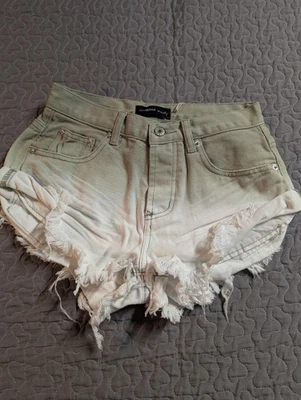 Mustard Seed, Olive Green  Distressed , Frayed Short Shorts - Size S - Image 1 of 4