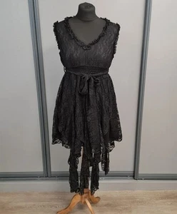 Hell Bunny women's lace mini dress size large / 12 asymmetric black BNWT - Picture 1 of 7