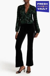 RRP€175 MAJE Velour Flared Trousers FR40 US8 UK12 L Black Stretch High-Rise - Picture 1 of 6