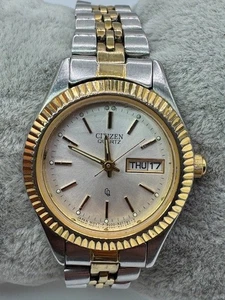 Ladies Citizen CQ 6000-R00413 Two-Tone Quartz Day Date Watch New Battery - Picture 1 of 17